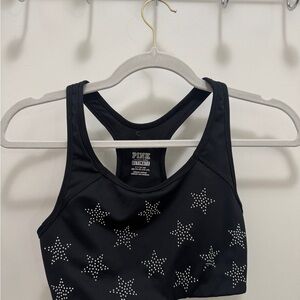 PINK Victoria's Secret Black Star-Studded Sports Bra